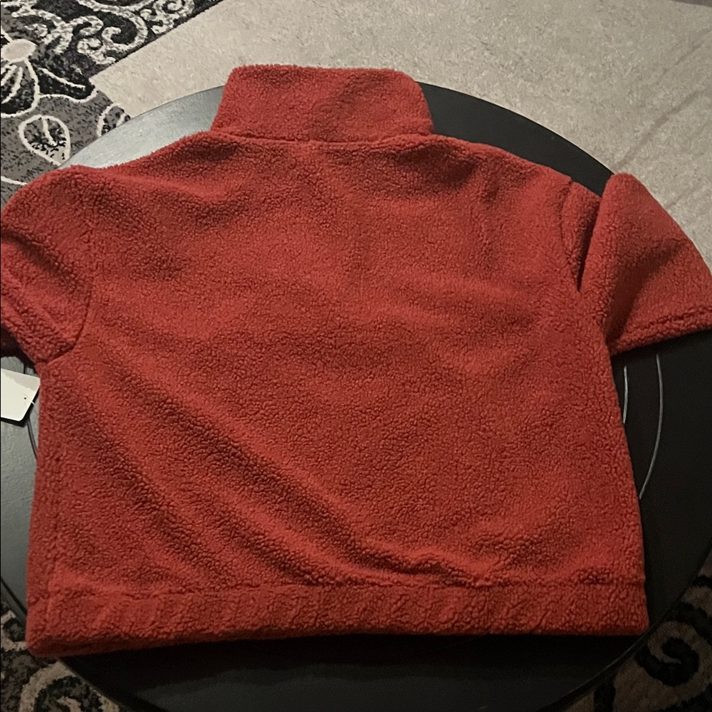 😻PLUS SIZE Rust colored Fleece Pullover with Button Collar - Picture 13 of 14